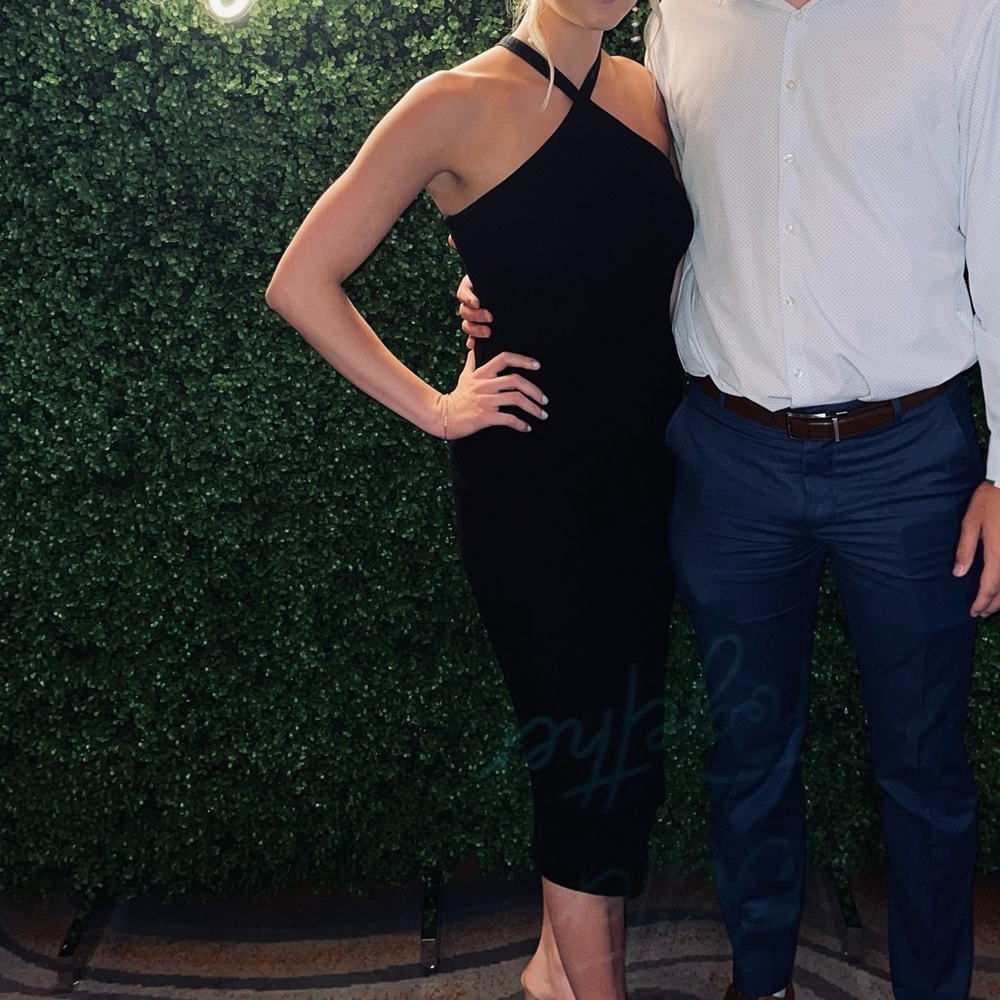 Ribbed Black Halter Dress